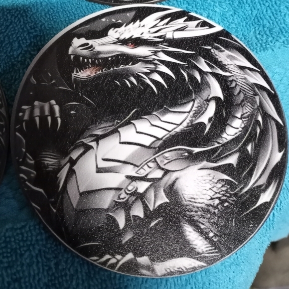 Dragon-Themed Reptile Coaster Decor Set Of 6 - Multicolor - Picture 4 of 8